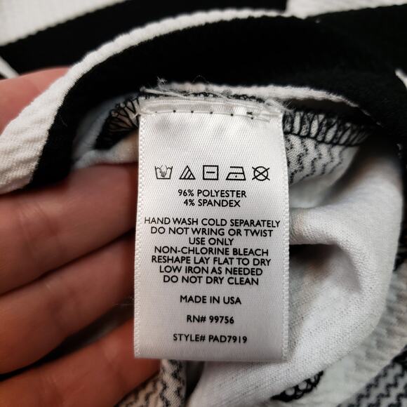 Painted Threads Dress Womens Large Midi Black White Short Sleeve Striped Pad7919 - Picture 7 of 10